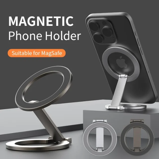 360 ° rotating flexible magnetic ring bracket double-sided magnet car bracket, suitable for fashionable mobile phone accessories