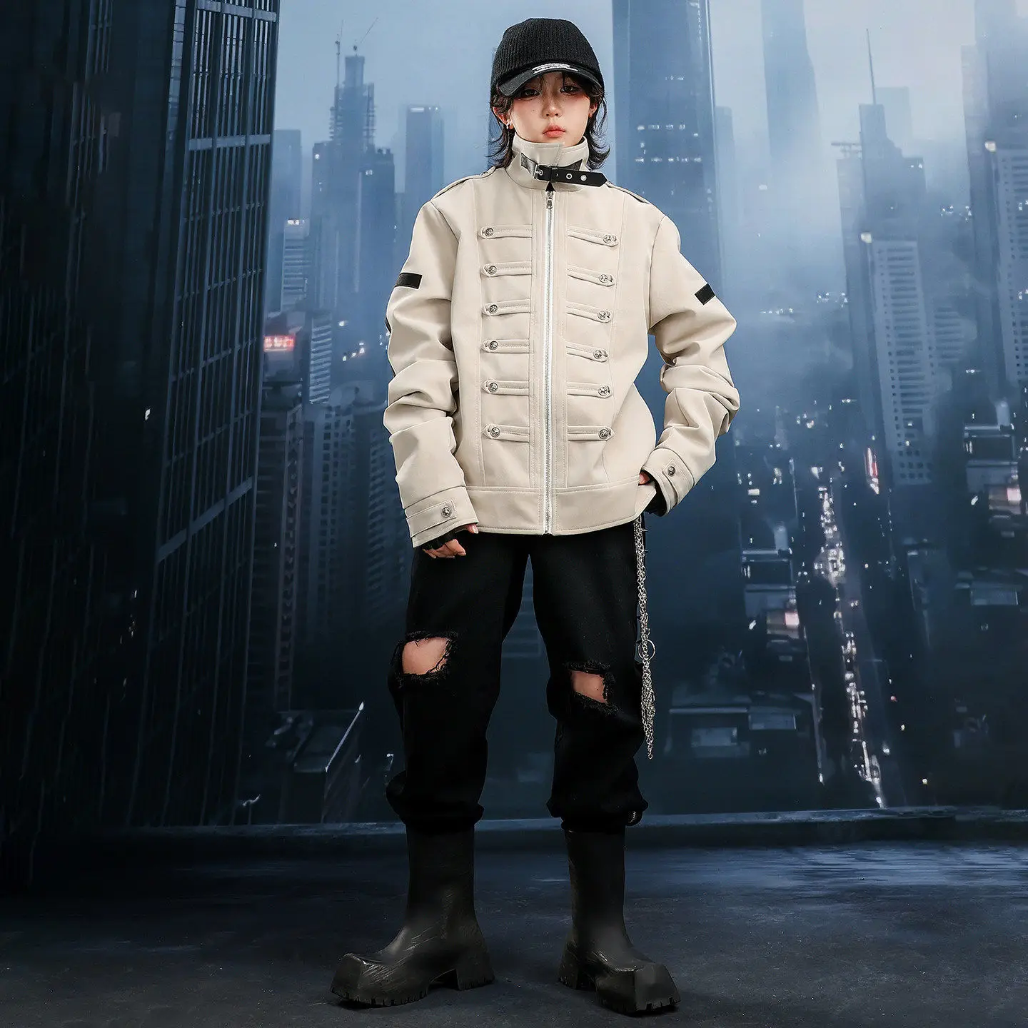 Children Boys Girls Streetwear Hip Hip Vintage Fashion Palace Jacket Pant Sets Kids Coat Trousers Stage Show Clothes Costumes