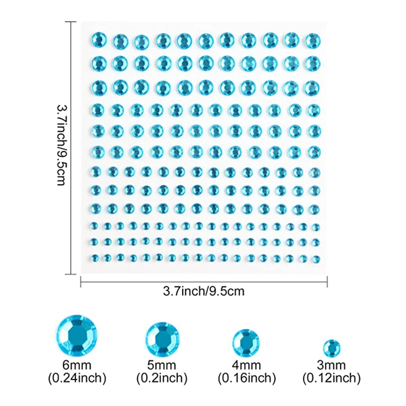 Pegatinas de diamantes de imitación para manualidades, 1 hoja, 165 piezas, 3456mm, joyas de cristal, pegatinas autoadhesivas para cara y cuerpo