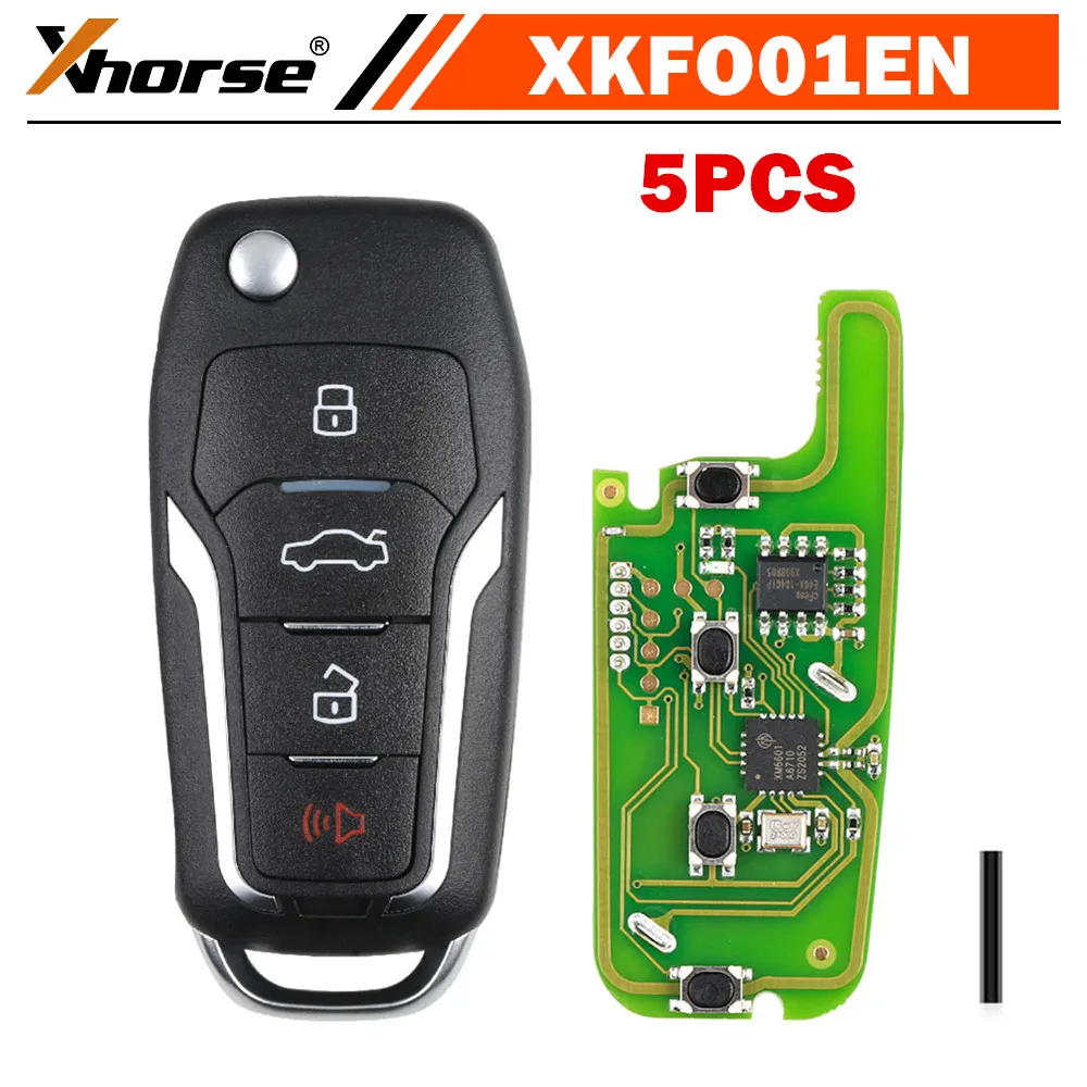 5PCS/LOT Xhorse XKFO01EN Wire Remote Key Ford Condor Flip 4 Buttons Unmovable Key King English Version for VVDI VVDI2 Key Tool