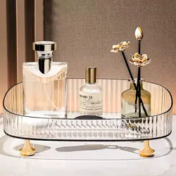 Bathroom Vanity Tray Large Capacity Perfume Organizer for Dresser Clear Desktop Storage Box for Lotion Bottle Cosmetics Skincare