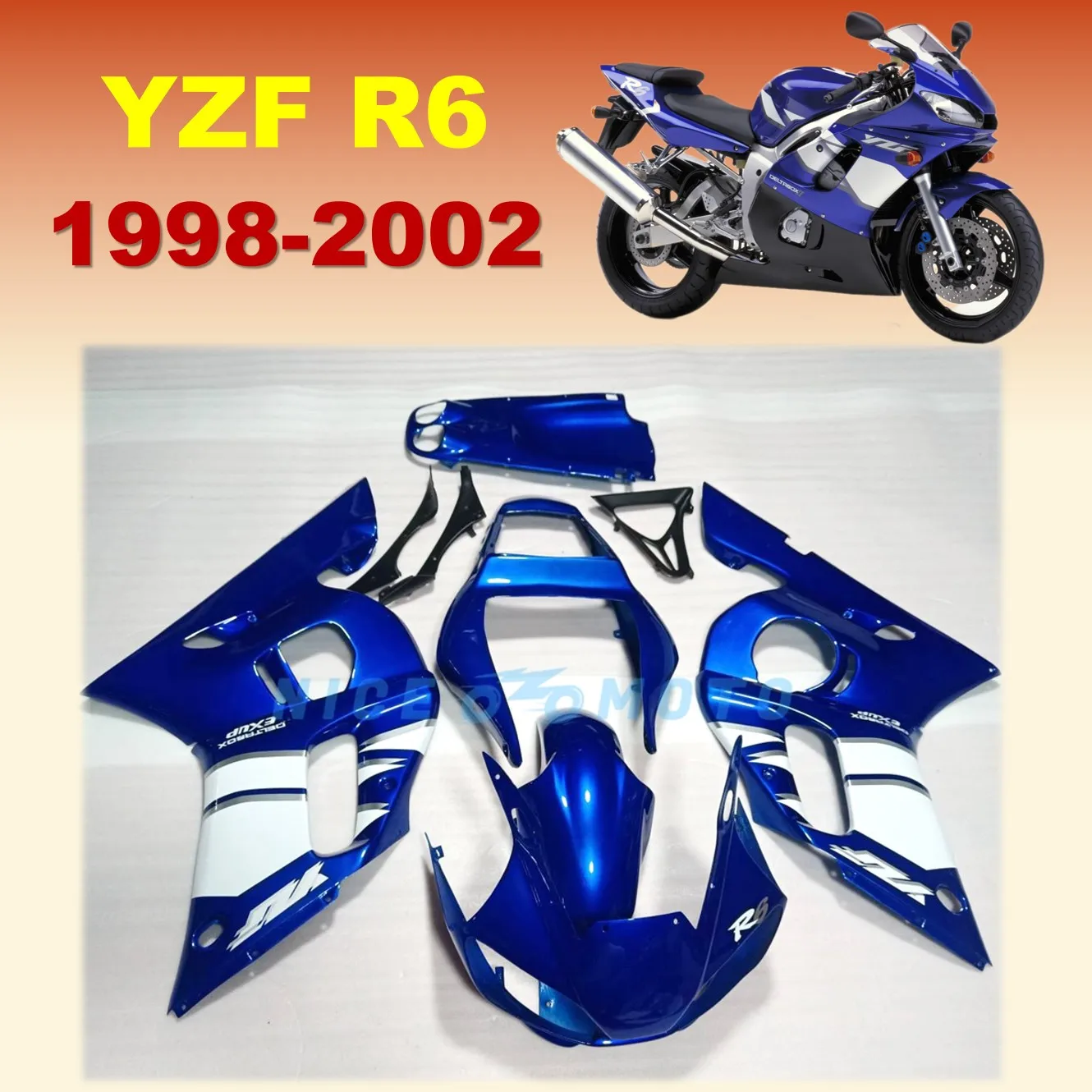 

100% Fit Fairings kit Set for YAMAHA YZFR6 1998 1999 2000 2001 2002 YZF R6 98-02 ABS Plastic Injection Motorcycle Blue Bodywork