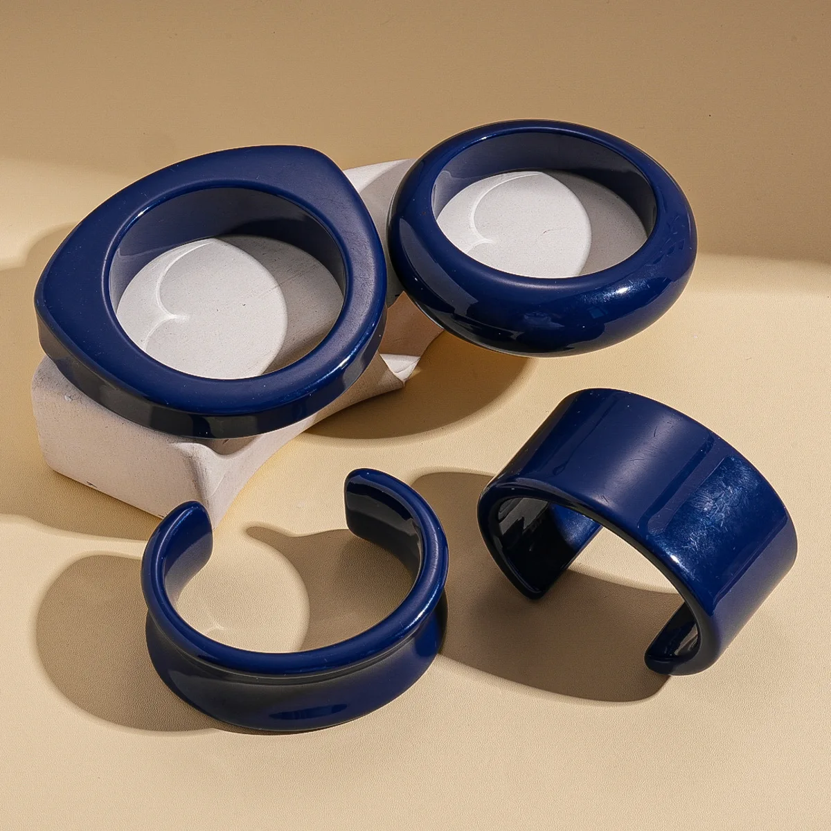 Bracelets en résine acrylique géométrique bleue épaisse et scintillante pour femmes et hommes, manchette à paillettes, bijoux de fête haut de gamme F
