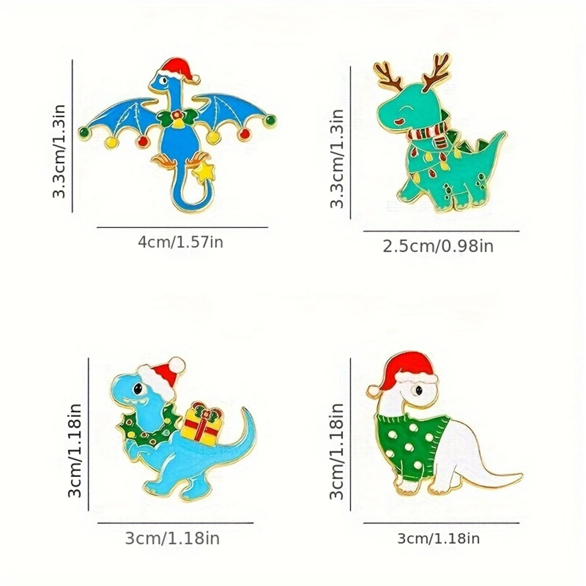 Pines de esmalte de dinosaurios bonitos para mujer, broches creativos de animales de la serie navideña, decoración de mochila para niños, joyería, Pin de solapa de abrigo, insignia