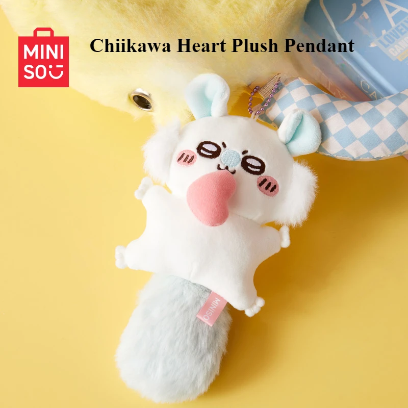 MINISO Chiikawa Heart Plush Pendant Momonga Doll Keychain Cute Cartoon School Bag Decoration Children's Toy Model Birthday Gift