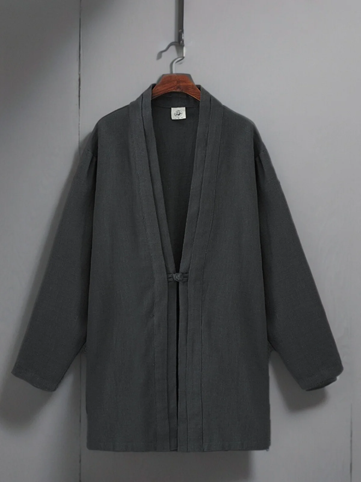 

Spring Summer Cotton Linen Jaet Men's Retro New Chinese Sle Coat Large Size Buttonl Open Cardigan Casual Mid-Length Cl...