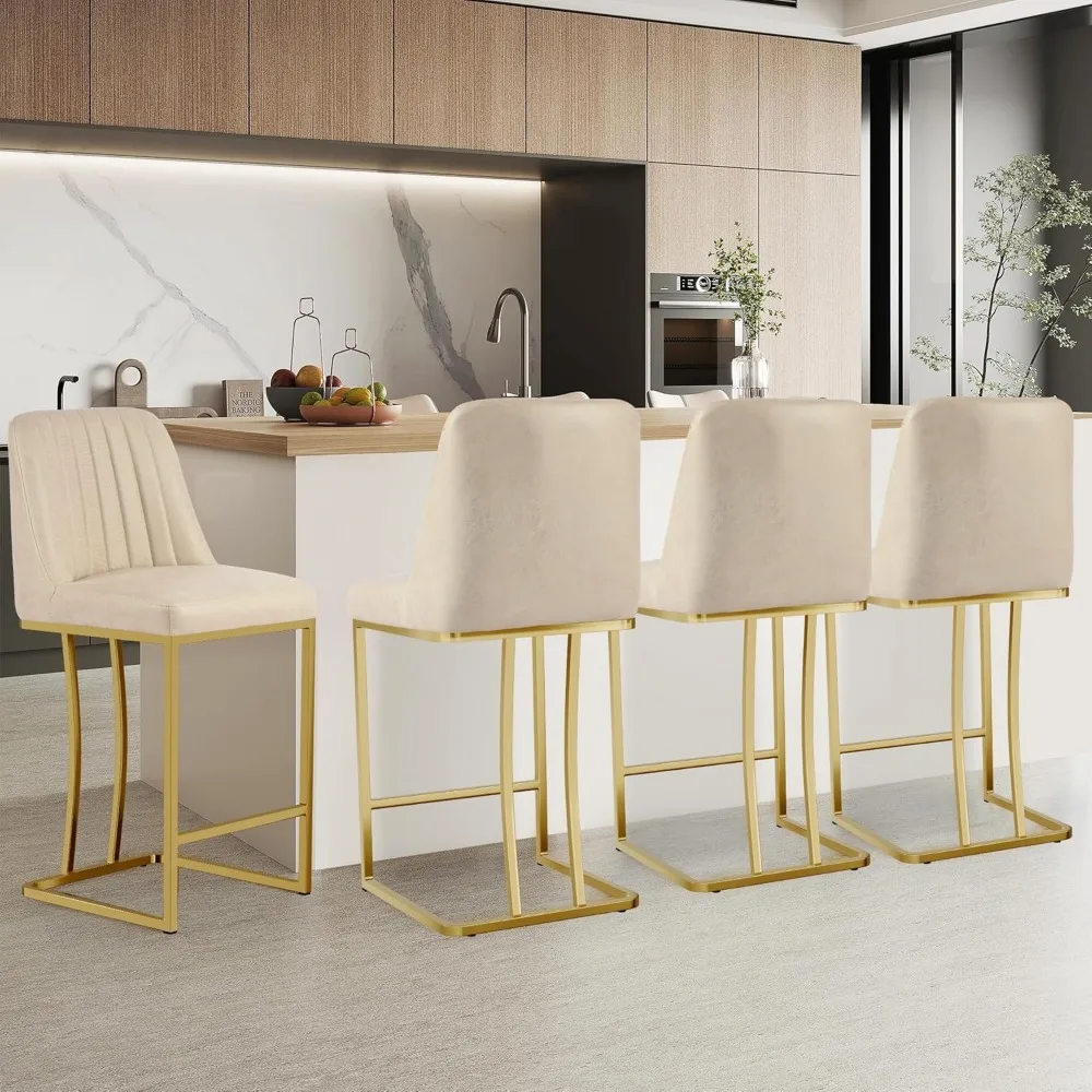

Counter Height Bar Stools Set of 4 24'' Upholstered Padded Barstools with Back Leathaire Counter stools for Kitchen Island Chai