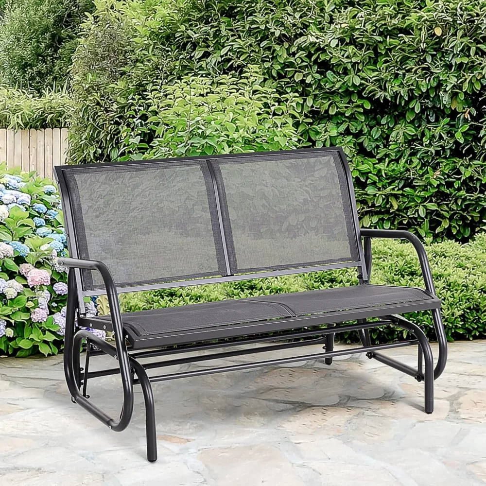 

2-Person Outdoor Glider Bench, Patio Double Swing Rocking Chair Loveseat w/Powder Coated Steel Frame for Backyard Garde