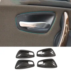 For BMW 1 Series E81 E82 E87 E88 Carbon Fiber Car Interior Door Handle Bowl Cover Trim Chrome ABS 2007-2011 Accessories 2/4PCS