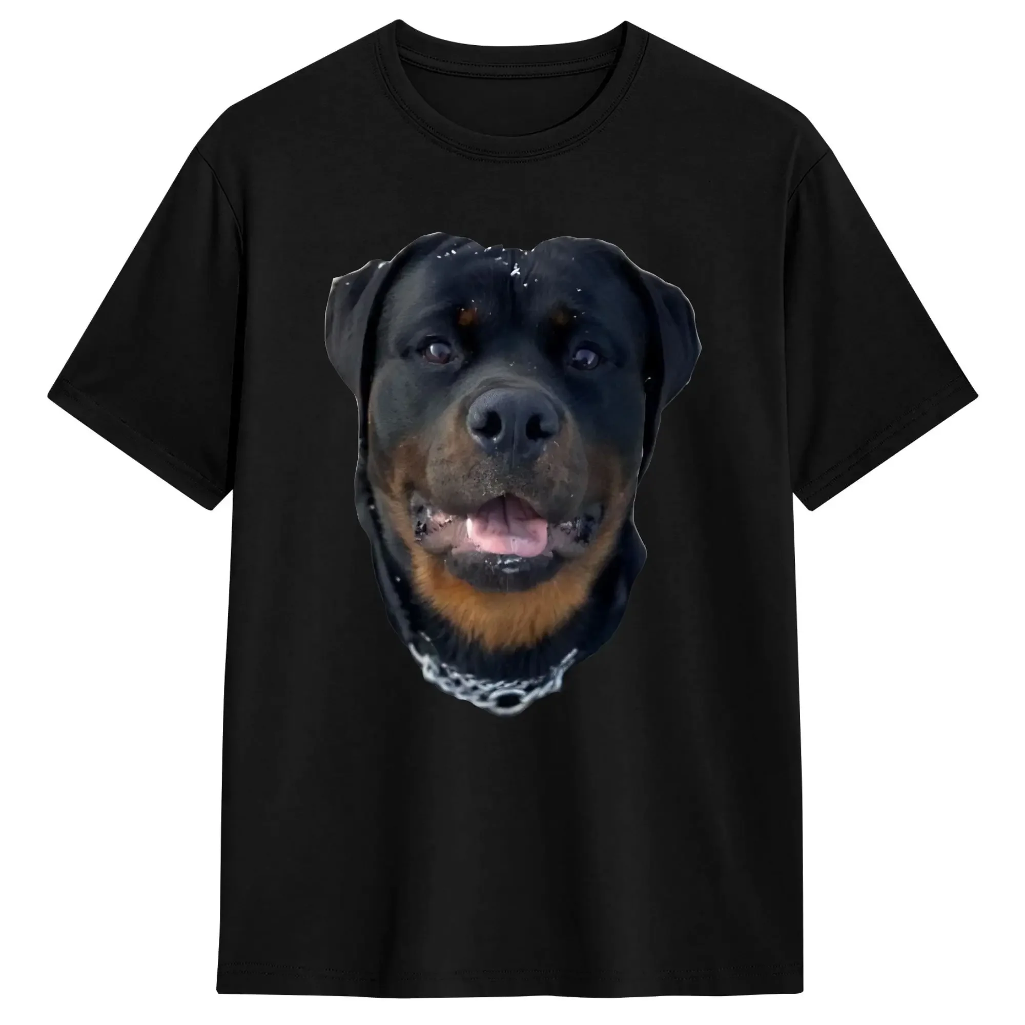 Men T-Shirts Rottweiler Head Vintage 100% Cotton Tees Short Sleeve  T Shirt Round Neck Clothing Graphic Printed