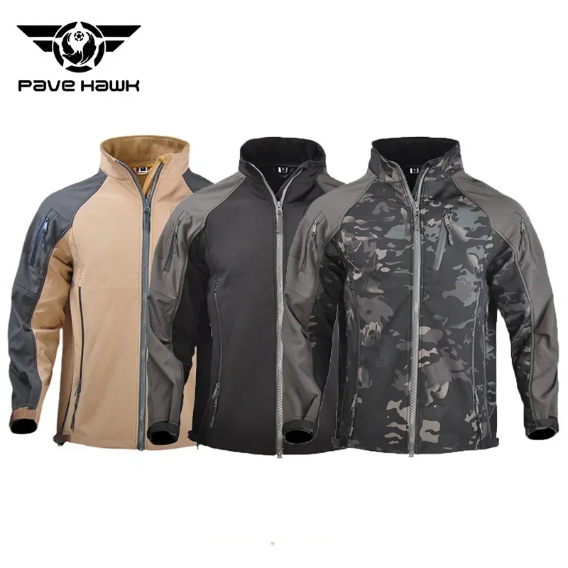 

Outdoor Tactic Soft Shell Jacket Men Multi-pockets Waterproof Training Camo Stand Collar Coat Hiking Hunting Combat Jackets Male