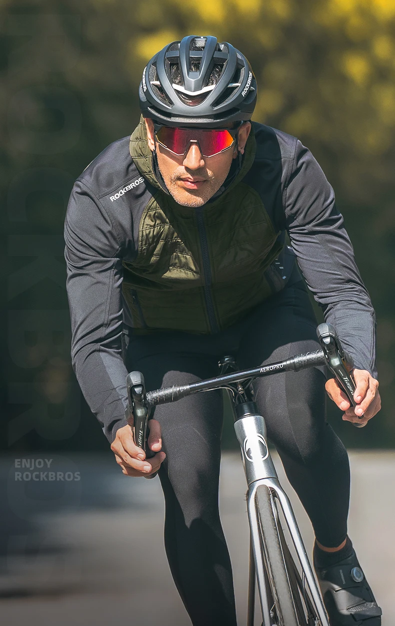ROCKBROS Warmes Winter-Fahrradtrikot Ultraleichte Daunenjacke Langarm-Fahrradbekleidung Thermofleece Widerstandsfähiger Ciclismo-Mantel – Detail 1