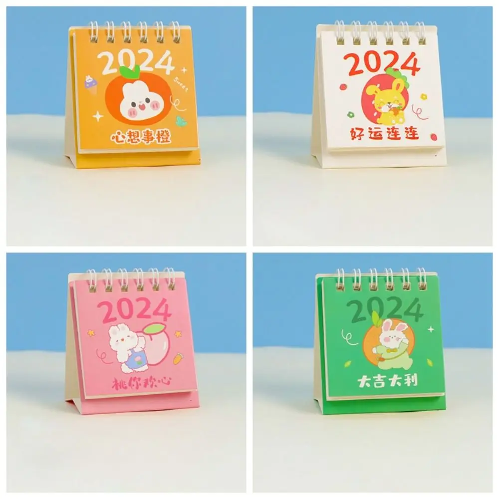 Kalender meja Mini 2024, kalender Flip berdiri Desktop untuk perencanaan pengaturan jadwal harian