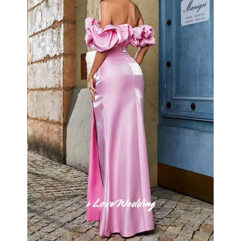 فساتين سهرة وردية بدون حمالات 2025 بدون أكتاف حورية البحر مطوي فتحة جانبية بطول الأرض فستان حفلة موسيقية فستان حفلات الزفاف حسب الطلب