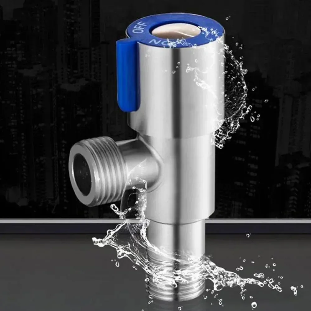 Stainless Steel Triangle Valve Cold Hot Water Stop Valve OFF ON Switch Bathroom Kitchen Toilet Sink Replacement Tool