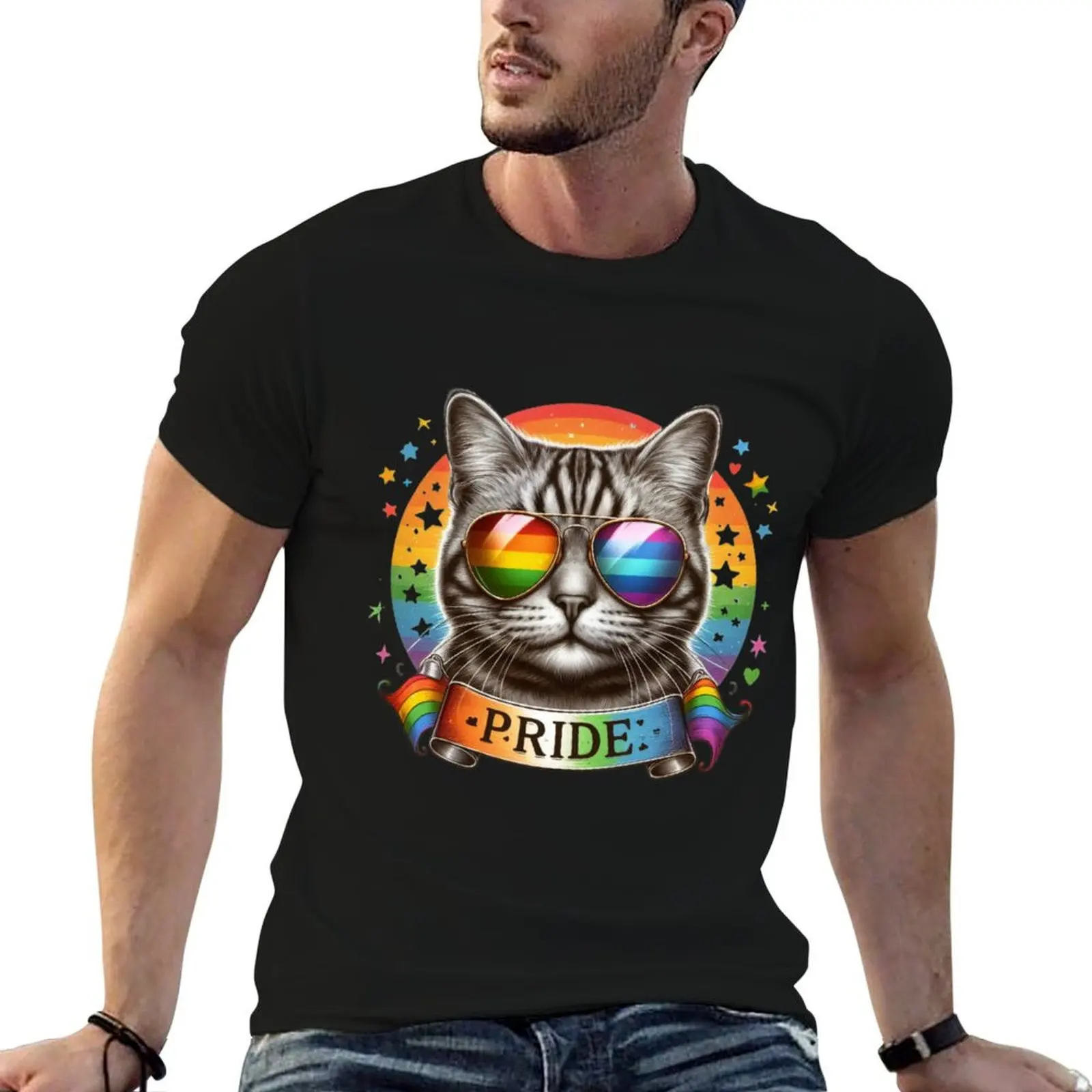 Cute Cat Purride: Adorable Kittens and LGBTQIA Pride Celebration T-Shirt Plus Size Loose Short Sleeve Top