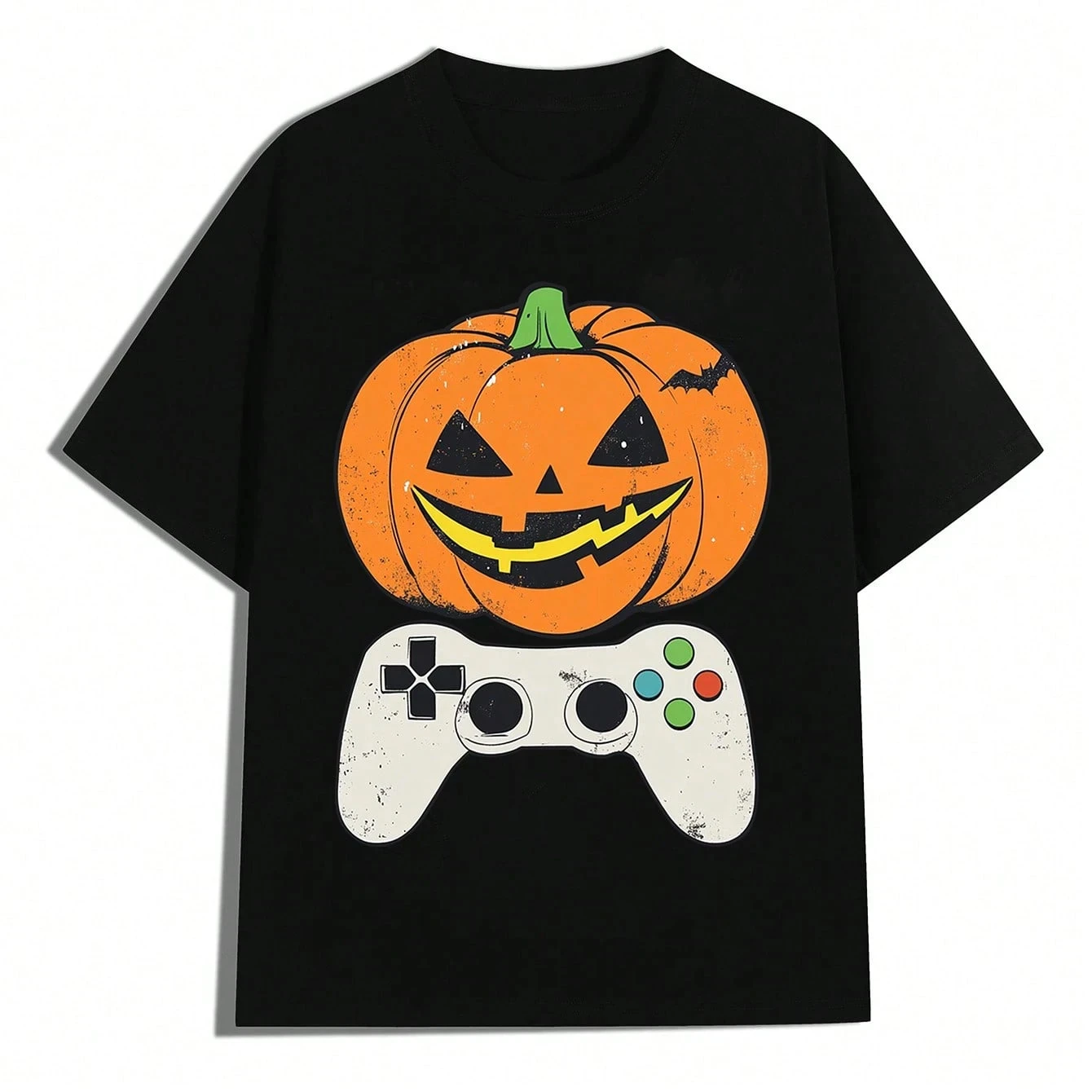 

Mens Jack Lantern With Game Controller Graphic Men Clothes T-Shirt Percent Cotton Graphic Tees Halloween Funny Streetwear