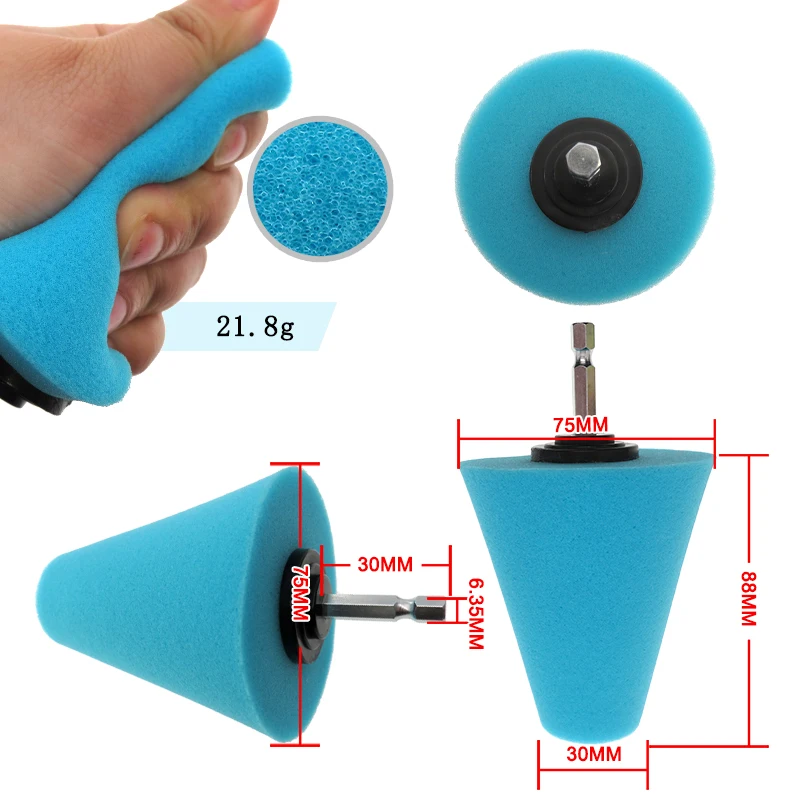 1-3 Stück Konische Schwamm-Polierkegel für Autoreifen, Felgenpflege, Metallpolitur, Reinigungsschaum-Pad, Radwerkzeug – Detail 8