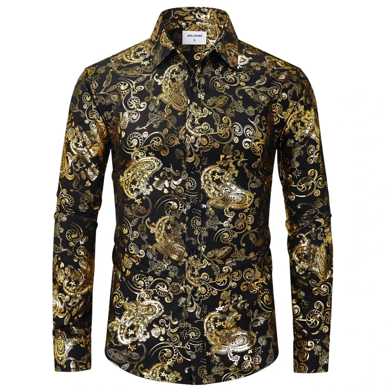 Luxury Baroque 3D Print Formal Wear Shirt Men Casual Button Shirts Comfortable Long Sleeve Male Multicolor Clothes Tops