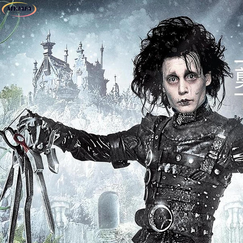 High Quality Edward Scissorhands Cosplay Wig Short Black Curly Heat Resistant Synthetic Hair Anime Movie Role Play Wigs + WigCap