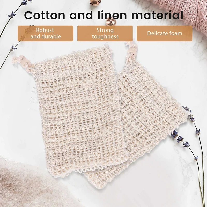 30er Pack natürlicher Sisal Seifen beutel Peeling Seifensc honer Beutel halter mit Holz perlen