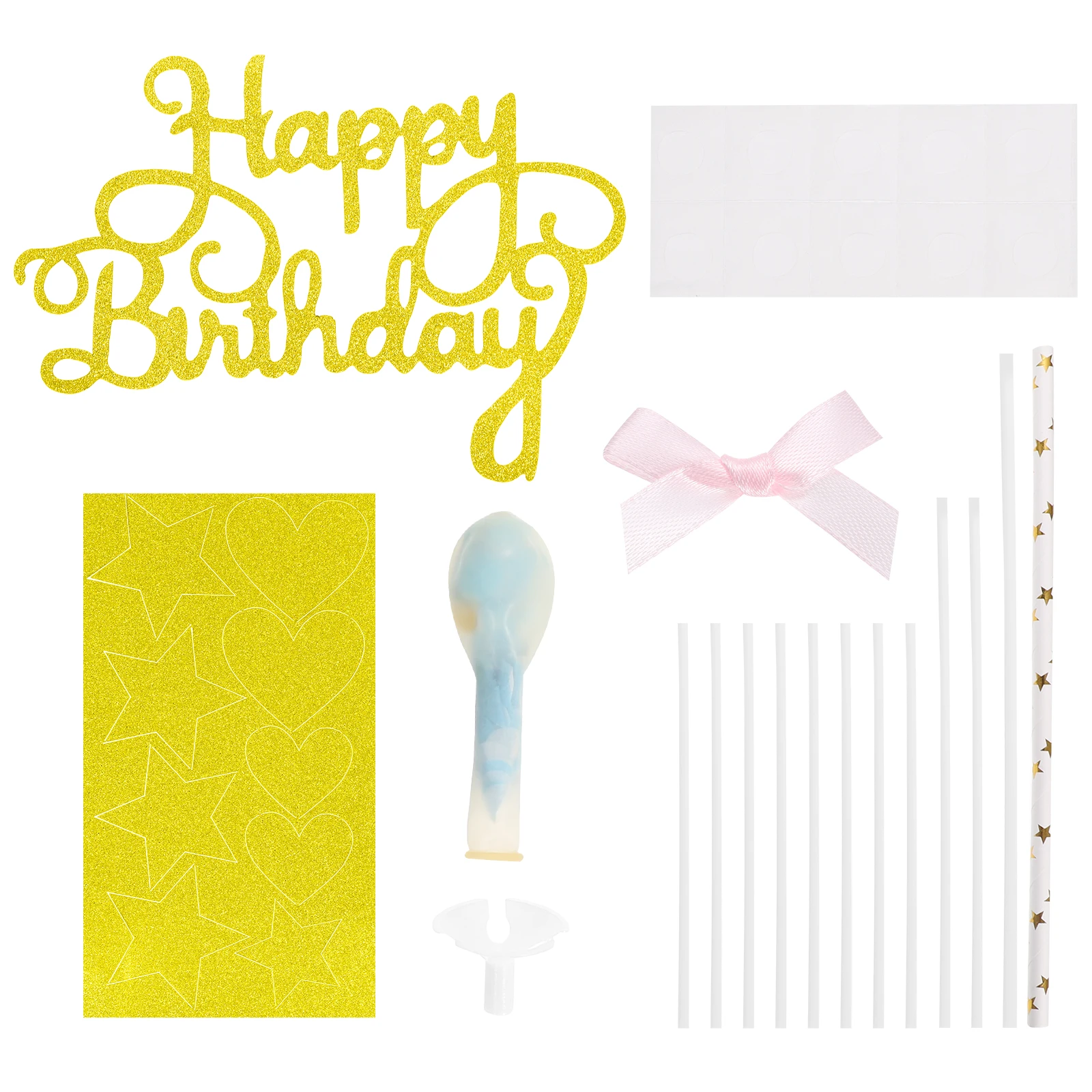 

Glitter Star Cake Topper 3D Birthday Party Decorations Cupcake Insert Shaped Heart Eye-Catching Dessert Toppers for Kids Girls