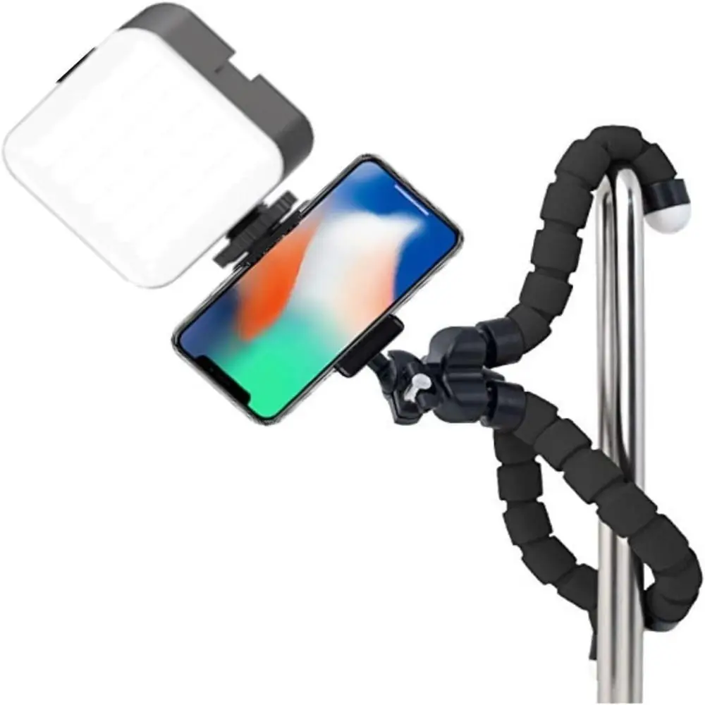 Universal Phone Tripod Mount 1/4'' Screw Hole Spring Clamp Smartphone Holder Multi-angle Cold Shoe Slot Phone Clip Photography