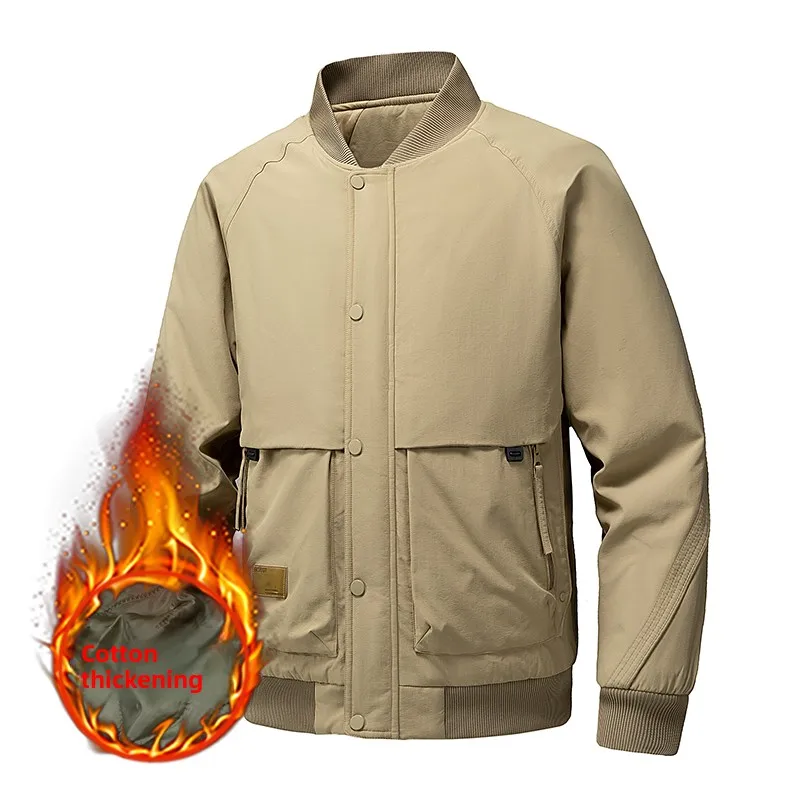 

Thiened Cotton Jaet for Men Winter New Sle Cotton Workwear Patchwork Hooded Stand Collar Warm Coat Outerwear
