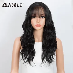 Noble Synthetic Lace Front Wig Silky Body Wave with Bangs 20 Inch Cosplay Party Lolita Hair Wigs for Women Heat Resistant Wig