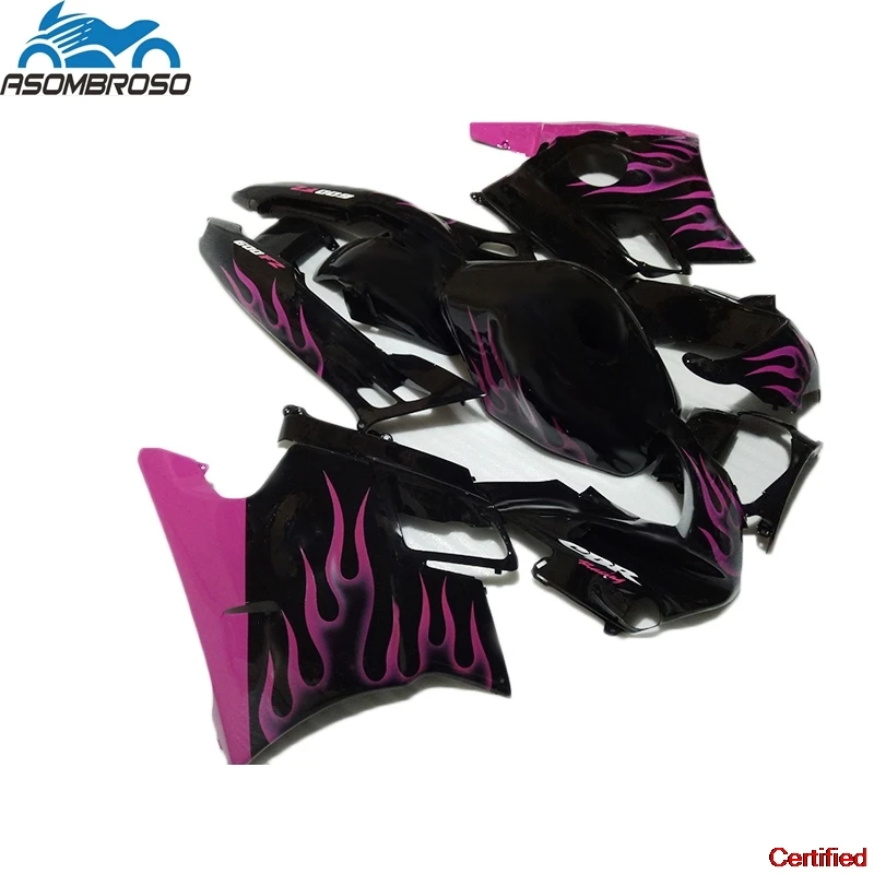 

New Pink Flames Black Motorcycle Fairing Kits For Honda CBR600 F2 1991 1992 1993 1994 Fairing Set Cbr600 F2 91 92 93 94 SX39