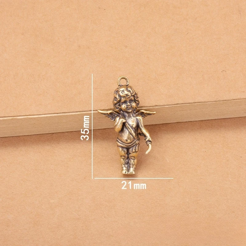 Cute Greek Mythology Cupid Miniatures Brass Ornament Couple Keychain Car Pendant Leather Bag Charm Creative Home Decor Accessory