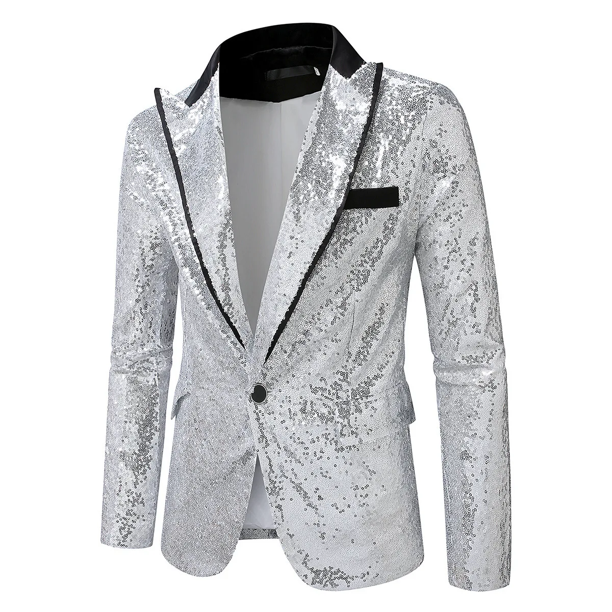 

Color Matching Men's Sequined Disco Suit Party Stage Host Suit Jacket for Banquet Performance Dress Suit Blaser Masculino