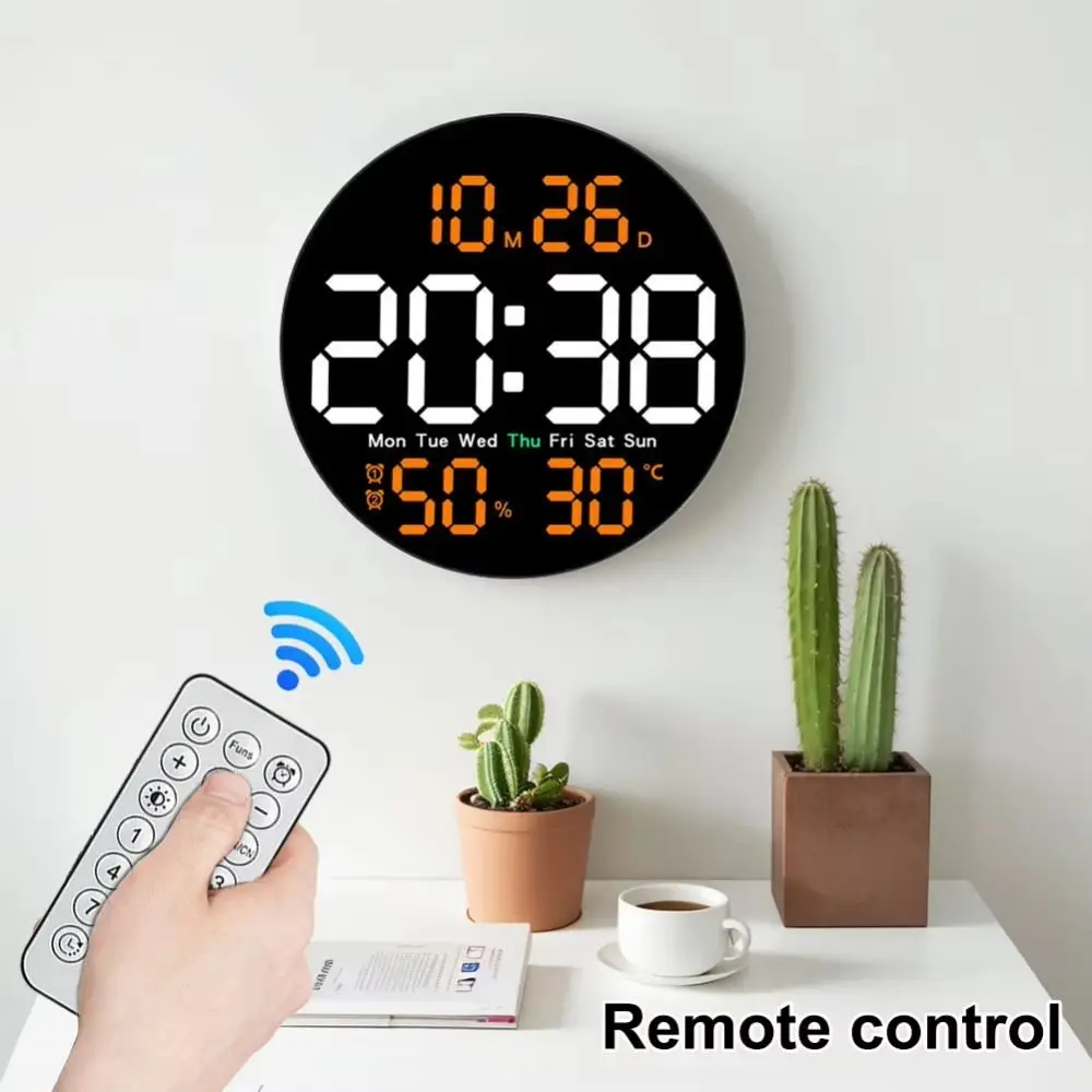 Remote Control 10 Inch LED Wall Clock Brightness Adjustable Large Screen Wall-mounted Electronic Clock Timing Countdown