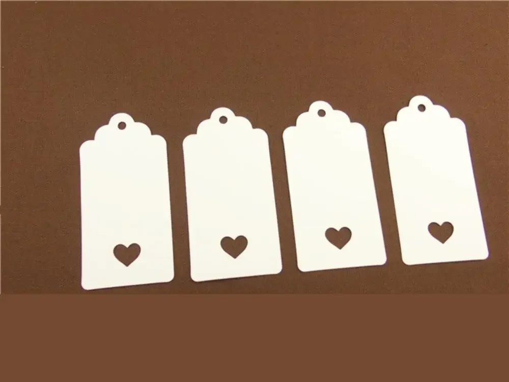 White Brown and Black Hollow Heart Kraft Paper Tags Scallop Head Label Luggage Wedding Note Blank Price Hang Tag 9*4cm 1000pcs