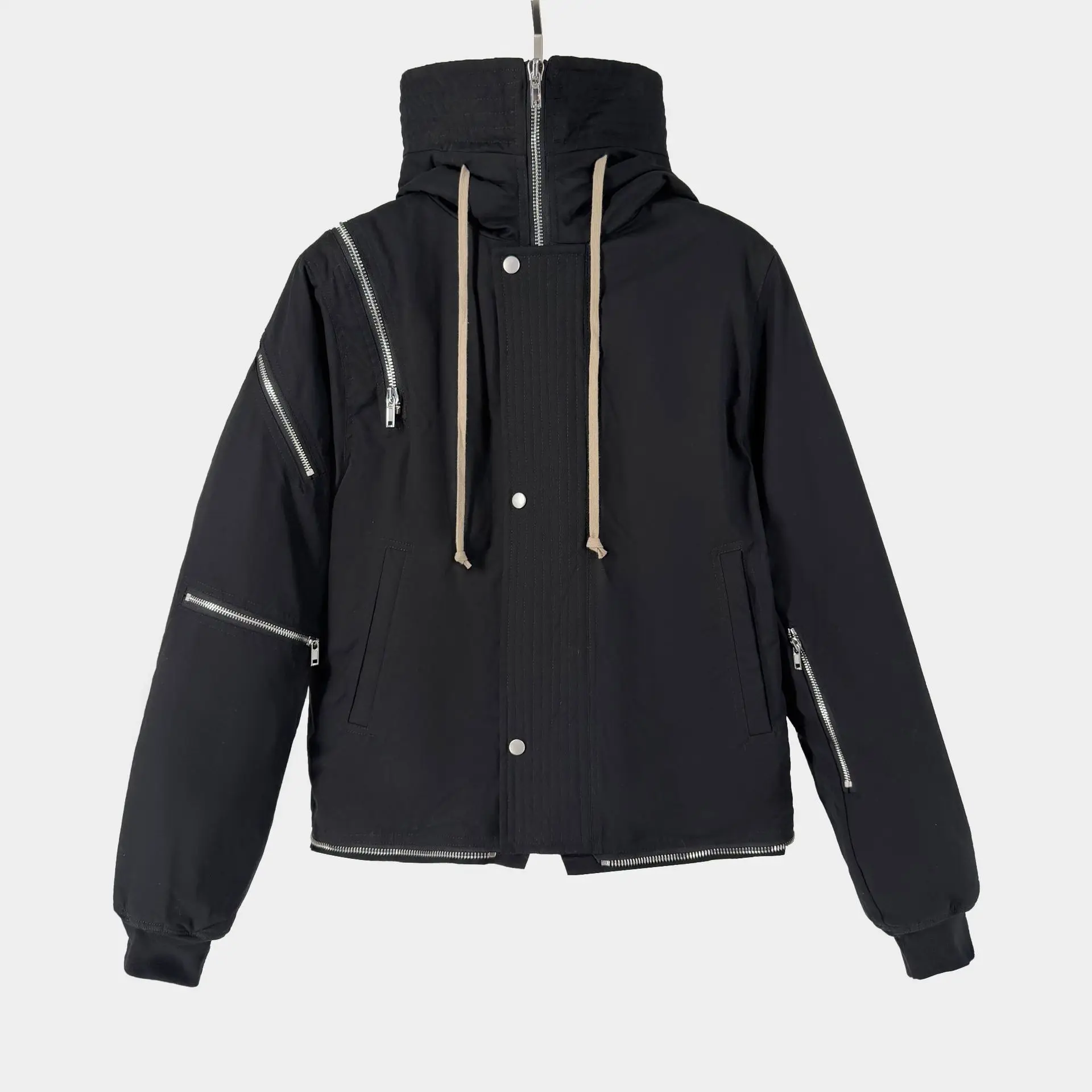 FANDISHI Men's Hooded Jacket Cool Dark Style Zipper Short Outerwear New Arrival Street Fashion Men's Clothing