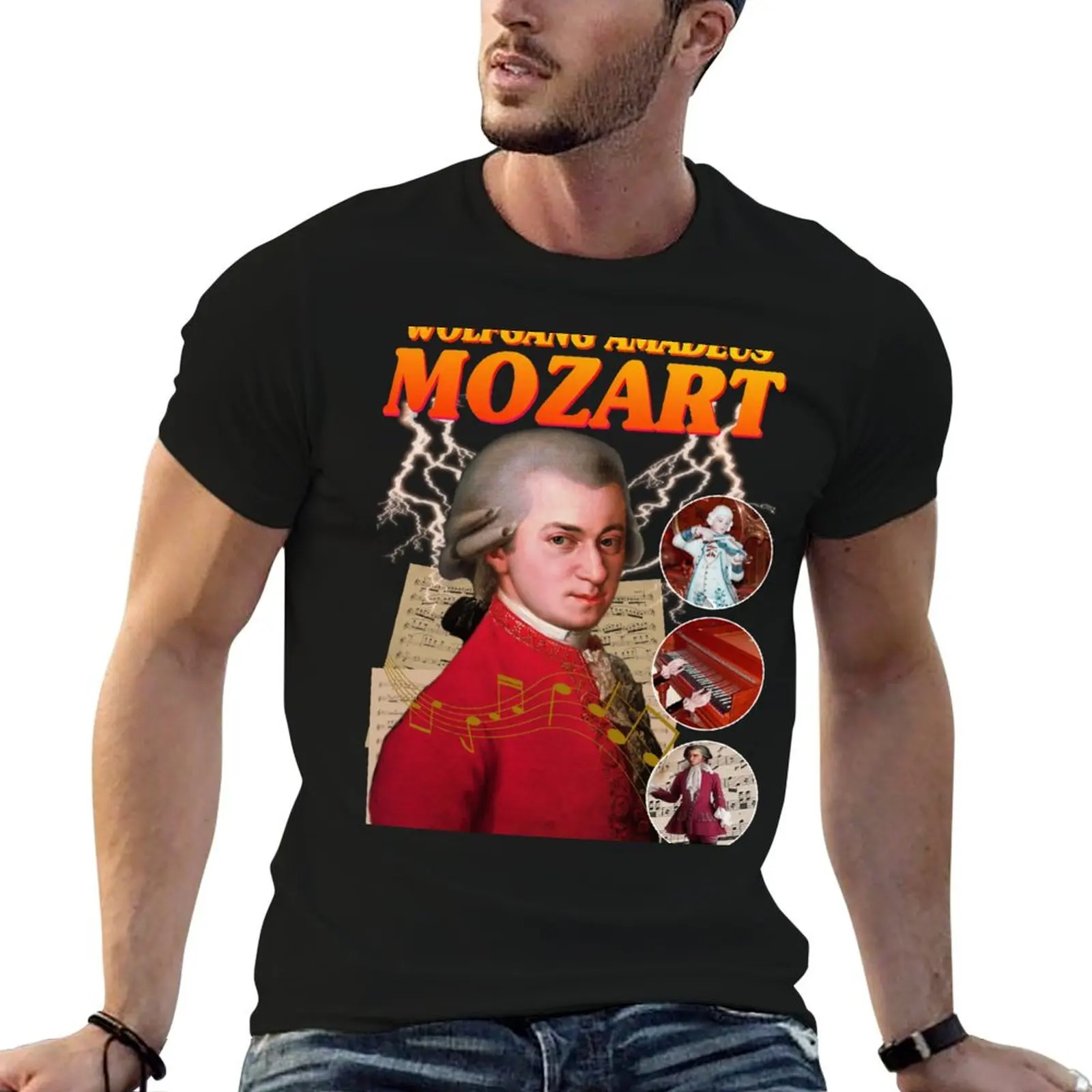 

MOZART RAP TEE Classical Composer Music Band Tee T-Shirt man t shirt cotton high quality g man t shirts for men T-Shirt