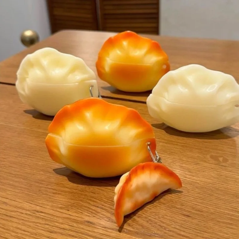 

3D Chinese Fried dumplings Jiaozi Bluetooth Headset Cases For Apple Airpods 4 2024 3 Pro 2 Soft Silicone Headphones Cover Case
