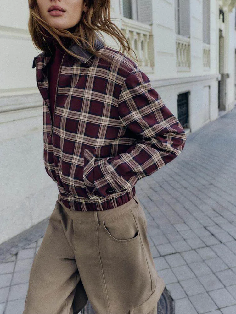 

Весна 2026: Новинка! Женская клетчатая юбка-брюки с широкими складками, пальто-жакет в стиле пэчворк, короткое пальто, модная винтажная одежда для женщин.