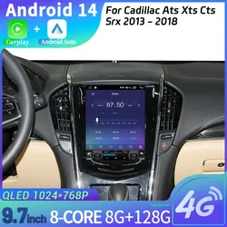 9.7inch Android 14 For Cadillac Ats Xts Cts Srx 2013-2018 Car Radio Multimedia Navigation 4G Wireless CarPlay Navigation Screen