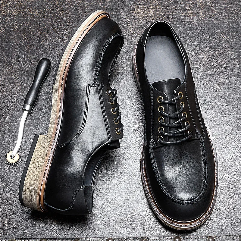

Luxury Genuine Leather Mens Casual Business Shoes 2024 Autumn Retro British Style Soft Leather Quality Handmade Social Shoes Man