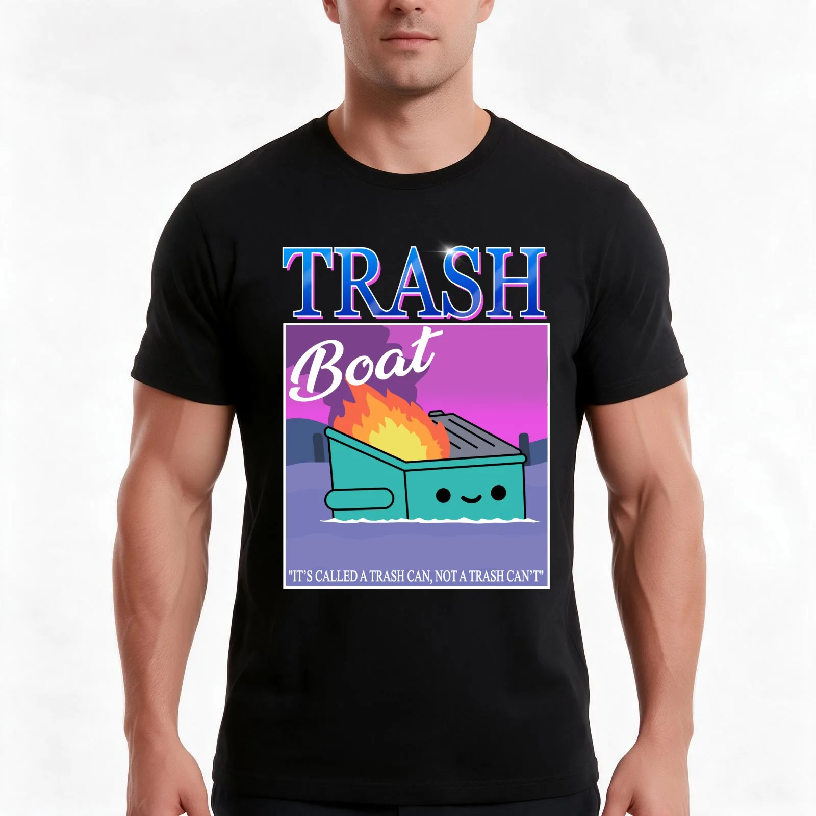 Trash Boat T-Shirt Summer Casual Cotton Tee Oversized Streetwear Tops Vintage Graphic Print Loose Fit Short Sleeve