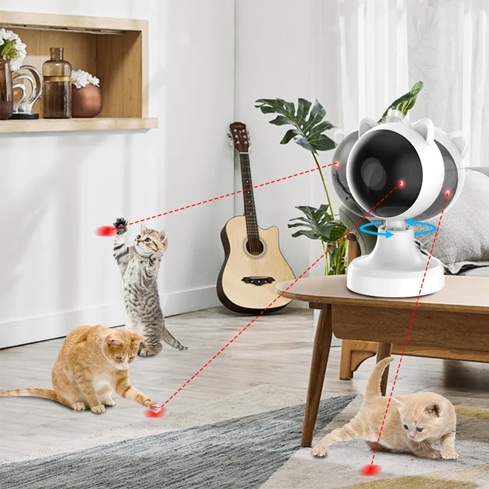 Cat Laser Toy Cat Red Dot Exercising Toys USB Rechargeable Interactive Cat Laser Toy 1200Mah Fast/Slow Mode Pet Supplies