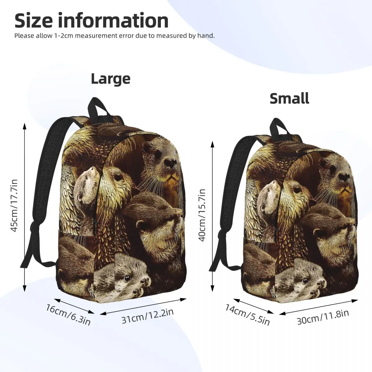 Kawaii Sea Otters Cute Animal Backpack for Men Women Cool High School Hiking Travel Daypack Laptop Computer Shoulder Bag Sports