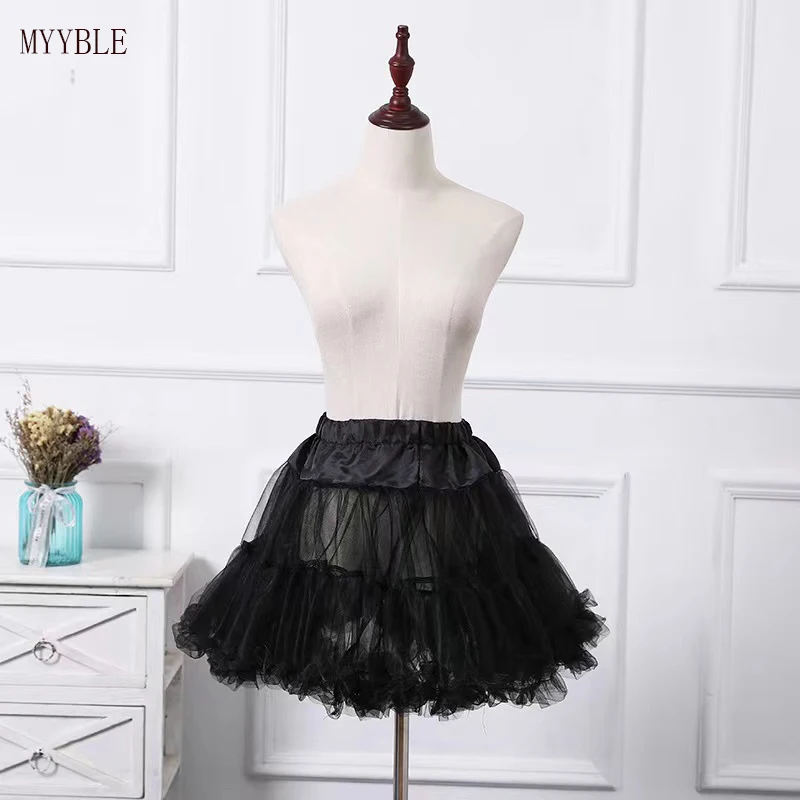 Customized Girls Ruffled Short Petticoat Solid White Color Fluffy Bubble Tutu Skirt Puffy Half Slip Prom Crinoline Underskirt