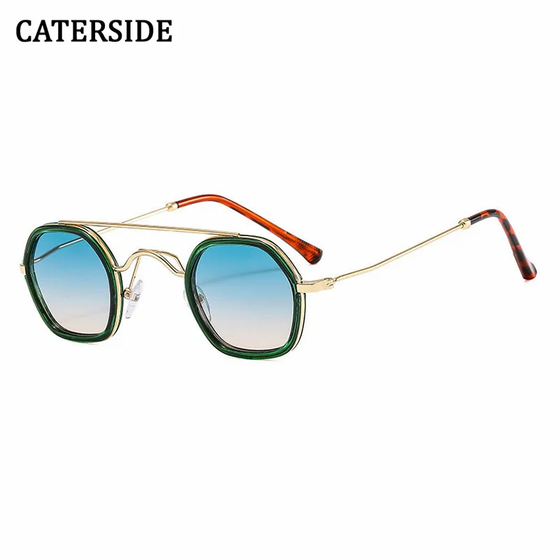 

CATERSIDE Retro Polygon Square Sunglasses Men Fashion Double Bridges Gradient Eyeglasses Shades UV400 Men Punk Sun Glasses UV400