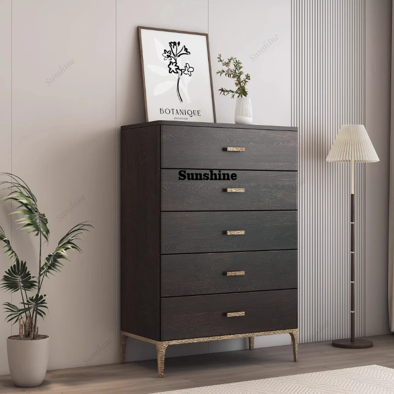 

Nordic, solid wood side cabinet entrance, smoked, living room storage, storage, retro style