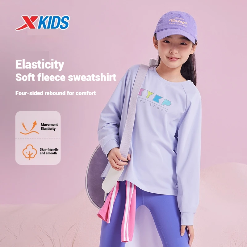 xtep-子供服-2025-春と秋の女の子のスウェットシャツ子供のスポーツプルオーバートップ長袖-tシャツ-676326209206