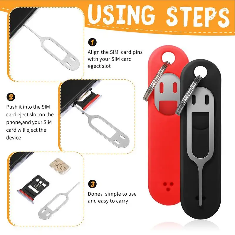 Sim Ejector Tool Sim Card Needle Opener Sim Card Tray Eject Pin Card Tray Opening Tool With Detachable Keychain Charm For Smart