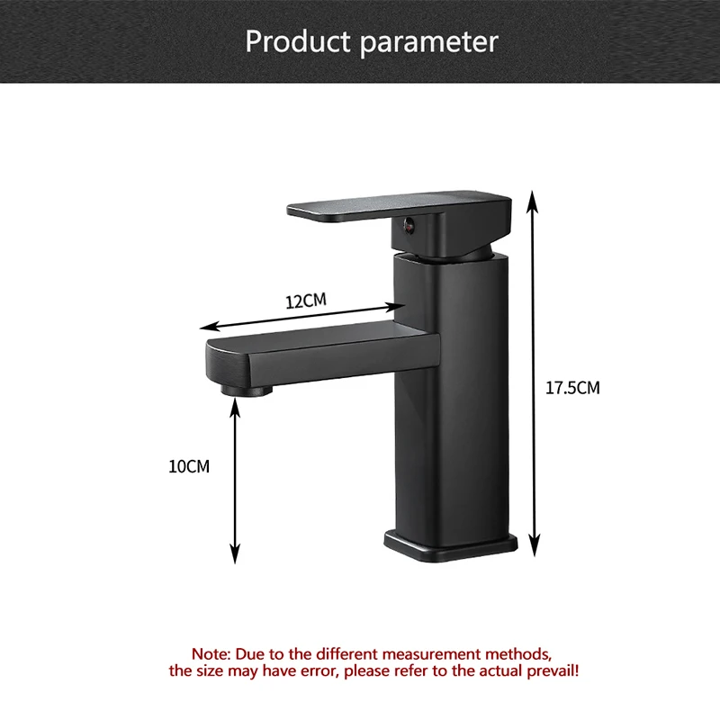 Black Faucet Stainless Steel Waterfall Faucet Mixed Faucet Countertop Hot and cold mixed Water Bathroom Faucet Square Single Hol