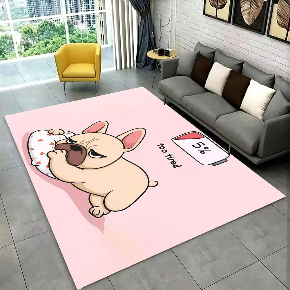 cute French Bulldog Floor Mat Bathroom Absorbent Mat Rugs Simple Door Dirt-resistant Mat Home Kitchen Mat